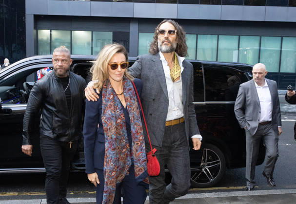 October 19, 2026, London, England, United Kingdom: RUSSELL BRAND with his wife LAURA ((nÃ e GALLACHER ) arrives at Southwark Crown Court, where he is facing three charges of rape, indecent assault, and three counts of sexual assault, relating to six women. London United Kingdom - ZUMAs262 20261019_zip_s262_011 Copyright: xTayfunxSalcix