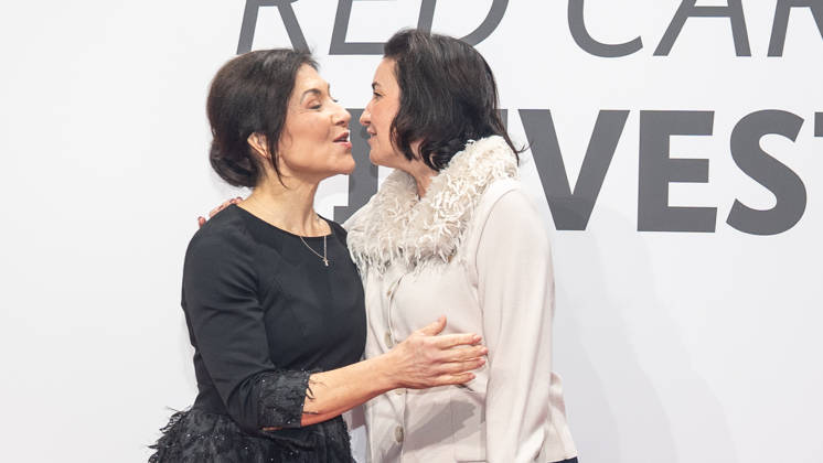 Katherina Reiche, Federal Minister for Economic Affairs and Energy, and Dorothee Bär, Federal Minister for Research, Technology, and Space, from left, on the red carpet at the Invest in Germany Summit 2026 Red Carpet for Investments event at Kraftwerk Berlin, Berlin, Germany; Kraftwerk Berlin event venue