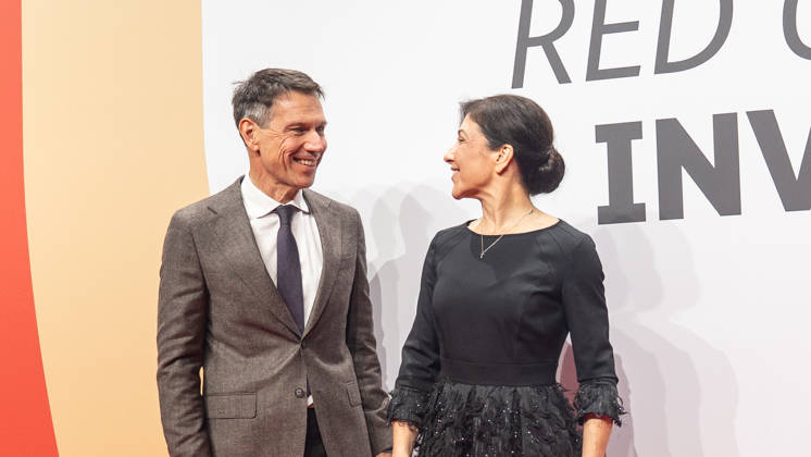 Katherina Reiche, Federal Minister for Economic Affairs and Energy, with RenÃ Obermann at the Invest in Germany Summit 2026 Red Carpet for Investments event at Kraftwerk Berlin, Berlin, Germany; Kraftwerk Berlin event venue