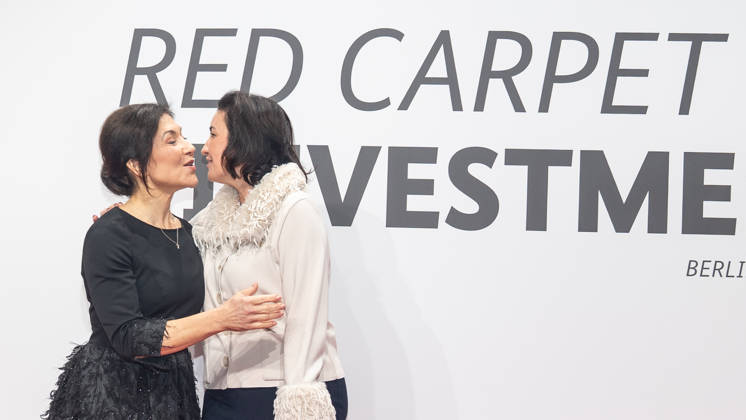 Katherina Reiche, Federal Minister for Economic Affairs and Energy, and Dorothee Bär, Federal Minister for Research, Technology, and Space, from left, on the red carpet at the Invest in Germany Summit 2026 Red Carpet for Investments event at Kraftwerk Berlin, Berlin, Germany; Kraftwerk Berlin event venue
