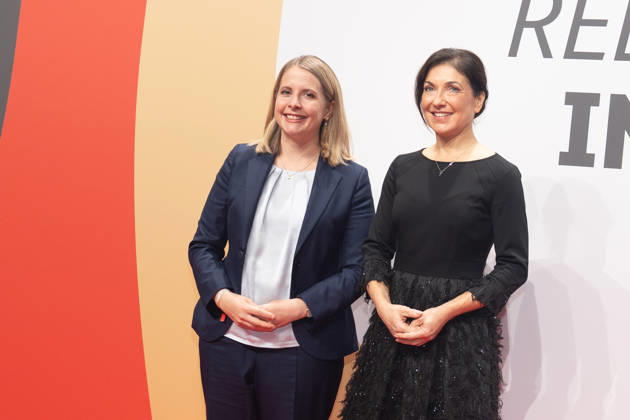 Federal Minister of Construction Verena Hubertz (SPD) with Katherina Reiche, Federal Minister for Economic Affairs and Energy (CDU), from left: Invest in Germany Summit 2026 Red Carpet for Investments Event Location: Kraftwerk Berlin, Berlin, Germany; Kraftwerk Event Location
