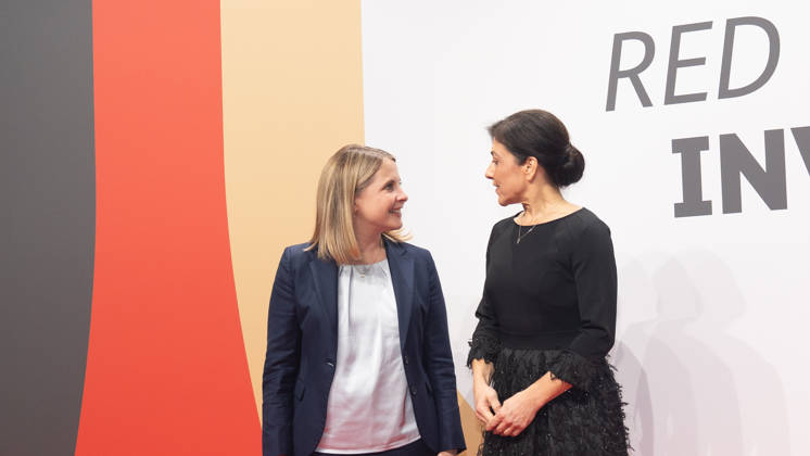 Federal Minister of Construction Verena Hubertz (SPD) with Katherina Reiche, Federal Minister for Economic Affairs and Energy (CDU), from left: Invest in Germany Summit 2026 Red Carpet for Investments Event Location: Kraftwerk Berlin, Berlin, Germany; Kraftwerk Event Location