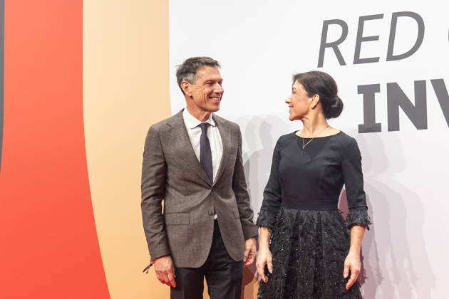 Katherina Reiche, Federal Minister for Economic Affairs and Energy, with RenÃ Obermann at the Invest in Germany Summit 2026 Red Carpet for Investments event at Kraftwerk Berlin, Berlin, Germany; Kraftwerk Berlin event venue