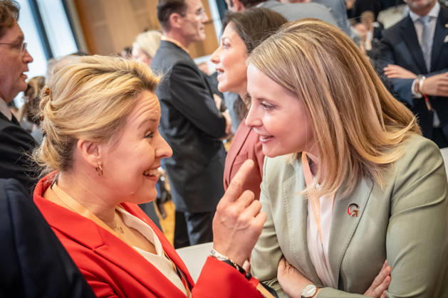 Franziska Giffey and Verena Hubertz (from left) at the Invest in Germany Summit 2026 at the ESMT European School of Management and Technology in Berlin, Berlin, Germany; ESMT Berlin