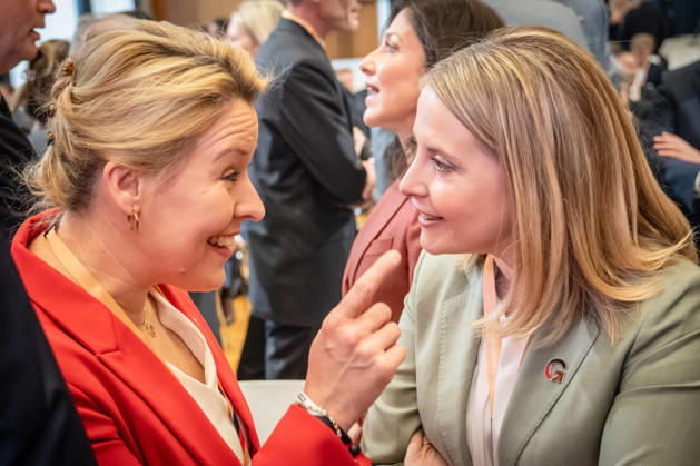 Franziska Giffey and Verena Hubertz (from left) at the Invest in Germany Summit 2026 at the ESMT European School of Management and Technology in Berlin, Berlin, Germany; ESMT Berlin
