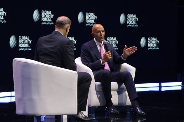 US Ambassador to Turkiye and Special Envoy for Syria Tom Barrack DOHA, QATAR - OCTOBER 20: US Ambassador to Ankara and Special Envoy for Syria and Iraq Tom Barrack delivers a speech during the 8th Global Security Forum, held under the theme The Future of Alliances, in Doha, Qatar, on October 20, 2026. Ali Altunkaya Anadolu Doha Qatar. Editorial use only. Please get in touch for any other usage.  Copyright: x2026xAnadoluxAlixAltunkayax