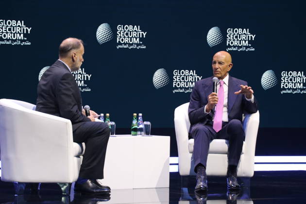 US Ambassador to Turkiye and Special Envoy for Syria Tom Barrack DOHA, QATAR - OCTOBER 20: US Ambassador to Ankara and Special Envoy for Syria and Iraq Tom Barrack delivers a speech during the 8th Global Security Forum, held under the theme The Future of Alliances, in Doha, Qatar, on October 20, 2026. Ali Altunkaya Anadolu Doha Qatar. Editorial use only. Please get in touch for any other usage.  Copyright: x2026xAnadoluxAlixAltunkayax