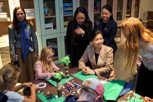State Visit from Vietnam: The First Lady Visits Copenhagen Contemporary First Lady Ngo Phuong Ly with a group of schoolchildren at the Copenhagen Contemporary art exhibition in Copenhagen, Tuesday, October 20, 2026. Vietnam’s president and his wife, Ngo Phuong Ly, are on a three-day state visit to Denmark. Photo: Thomas Traasdahl, Ritzau Scanpix, Copenhagen, Denmark  Copyright: RitzauxScanpix ThomasxTraasdahlx spdk20261020-115102-L
