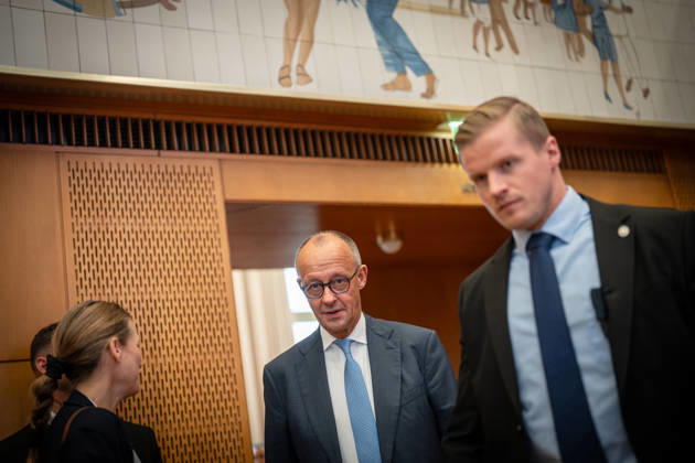 Chancellor Friedrich Merz upon his arrival at the event hall in the former State Council building of the GDR at the Invest in Germany Summit 2026 at the ESMT European School of Management and Technology Berlin, Berlin, Germany; ESMT Berlin
