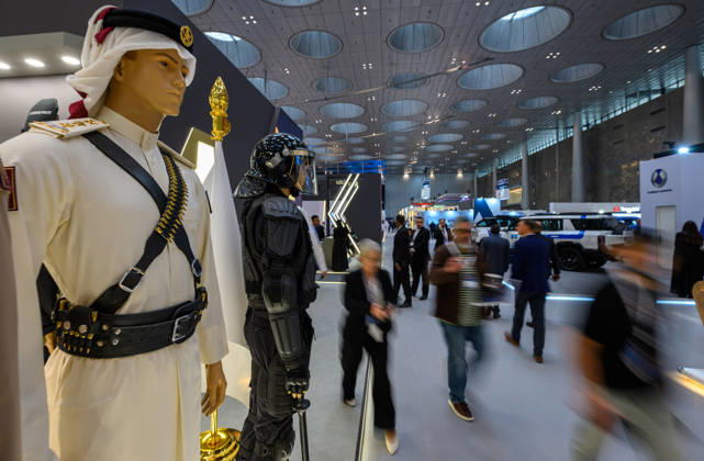 (261020) -- DOHA, Oct. 20, 2026 -- People visit the Milipol Qatar 2026, an international event for homeland security and civil defense, at Doha Exhibition and Convention Center in Doha, Qatar, Oct. 20, 2026. The three-day exhibition attracted more than 270 exhibitors. (Photo by Xinhua) QATAR-DOHA-MILIPOL 2026-HOMELAND SECURITY-CIVIL DEFENSE-EXHIBITION Nikku