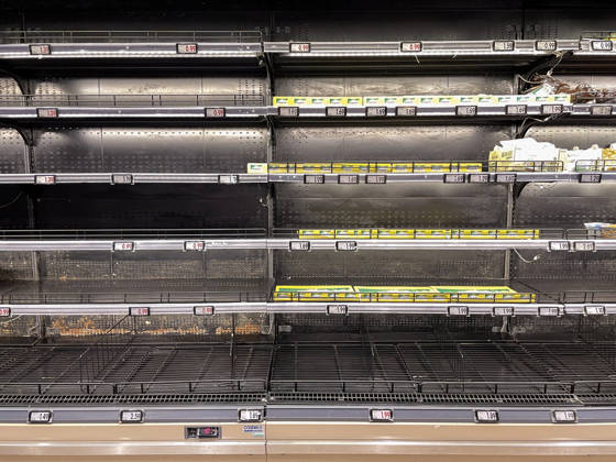 Empty shelves in supermarkets due to transport workers strike in Naples NAPLES, ITALY - OCTOBER 20: Empty shelves are seen inside a supermarket in Naples, Italy on October 20, 2026. Due to the truckers strike in southern Italy, who have been protesting since October 16, 2026 against rising fuel prices (which have reached nearly 2.30 euros per liter) many supermarkets are finding their food shelves empty. Iso Ekle Anadolu Naples Italy. Editorial use only. Please get in touch for any other usage.  Copyright: x2026xAnadoluxIsoxEklex