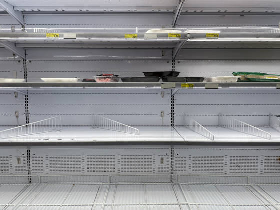 Empty shelves in supermarkets due to transport workers strike in Naples NAPLES, ITALY - OCTOBER 20: Empty shelves are seen inside a supermarket in Naples, Italy on October 20, 2026. Due to the truckers strike in southern Italy, who have been protesting since October 16, 2026 against rising fuel prices (which have reached nearly 2.30 euros per liter) many supermarkets are finding their food shelves empty. Iso Ekle Anadolu Naples Italy. Editorial use only. Please get in touch for any other usage.  Copyright: x2026xAnadoluxIsoxEklex