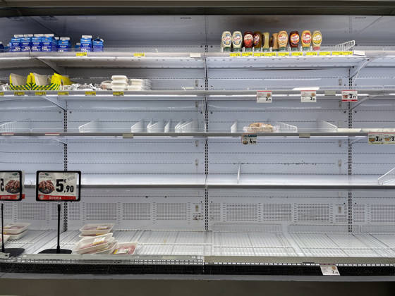 Empty shelves in supermarkets due to transport workers strike in Naples NAPLES, ITALY - OCTOBER 20: Half-empty shelves are seen inside a supermarket in Naples, Italy on October 20, 2026. Due to the truckers strike in southern Italy, who have been protesting since October 16, 2026 against rising fuel prices (which have reached nearly 2.30 euros per liter) many supermarkets are finding their food shelves empty. Iso Ekle Anadolu Naples Italy. Editorial use only. Please get in touch for any other usage.  Copyright: x2026xAnadoluxIsoxEklex
