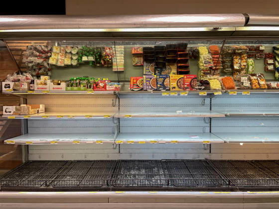 Empty shelves in supermarkets due to transport workers strike in Naples NAPLES, ITALY - OCTOBER 20: Half-empty shelves are seen inside a supermarket in Naples, Italy on October 20, 2026. Due to the truckers strike in southern Italy, who have been protesting since October 16, 2026 against rising fuel prices (which have reached nearly 2.30 euros per liter) many supermarkets are finding their food shelves empty. Iso Ekle Anadolu Naples Italy. Editorial use only. Please get in touch for any other usage.  Copyright: x2026xAnadoluxIsoxEklex