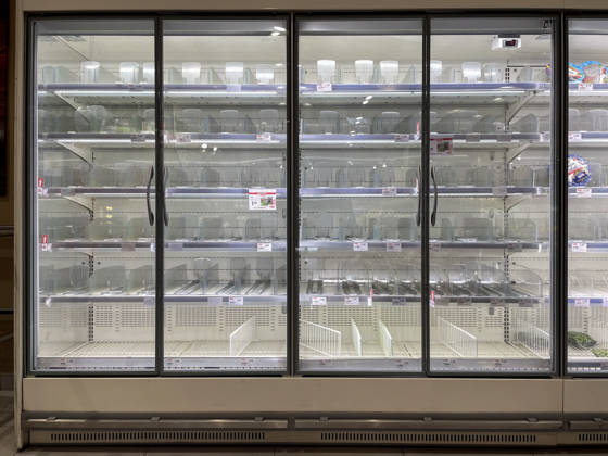 Empty shelves in supermarkets due to transport workers strike in Naples NAPLES, ITALY - OCTOBER 20: Empty refrigerator is seen inside a supermarket in Naples, Italy on October 20, 2026. Due to the truckers strike in southern Italy, who have been protesting since October 16, 2026 against rising fuel prices (which have reached nearly 2.30 euros per liter) many supermarkets are finding their food shelves empty. Iso Ekle Anadolu Naples Italy. Editorial use only. Please get in touch for any other usage.  Copyright: x2026xAnadoluxIsoxEklex