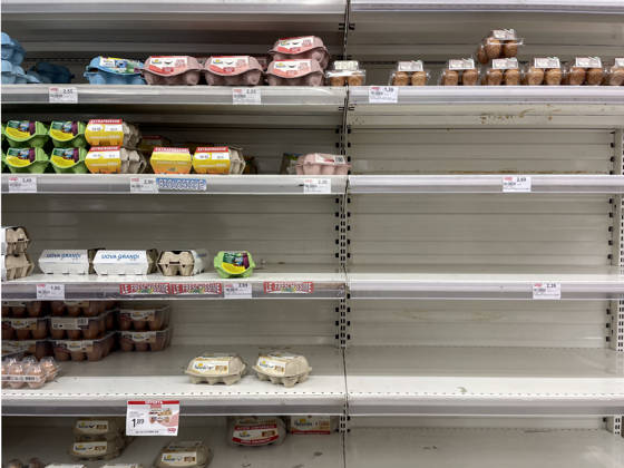 Empty shelves in supermarkets due to transport workers strike in Naples NAPLES, ITALY - OCTOBER 20: Half-empty shelves are seen inside a supermarket in Naples, Italy on October 20, 2026. Due to the truckers strike in southern Italy, who have been protesting since October 16, 2026 against rising fuel prices (which have reached nearly 2.30 euros per liter) many supermarkets are finding their food shelves empty. Iso Ekle Anadolu Naples Italy. Editorial use only. Please get in touch for any other usage.  Copyright: x2026xAnadoluxIsoxEklex
