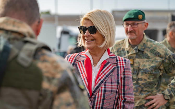 October 20, 2026 Press conference on the Austrian Armed Forces information and demonstration event on National Day 2026. The photo shows ÖVP Federal Minister of Defense Klaudia Tanner in Vienna at Heldenplatz, Vienna, Austria
