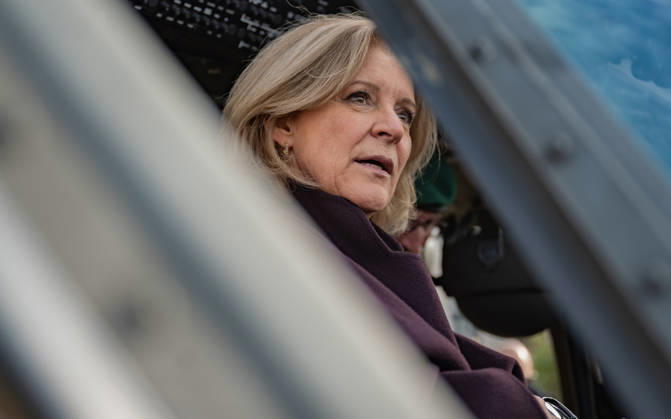 October 20, 2026 Press Conference on the Austrian Armed Forces’ Information and Demonstration Event on National Day 2026. The photo shows journalist, television host, ORF Radio Director and Interim Director General Ingrid Thurnher in the S70 Black Hawk in Vienna, at Heldenplatz, Vienna, Austria