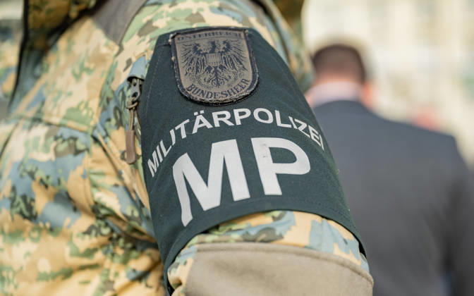 October 20, 2026 Press Conference on the Austrian Armed Forces Information and Demonstration Event on National Day 2026. Image shows a symbolic depiction of the Military Police in Vienna, Heldenplatz, Vienna, Austria