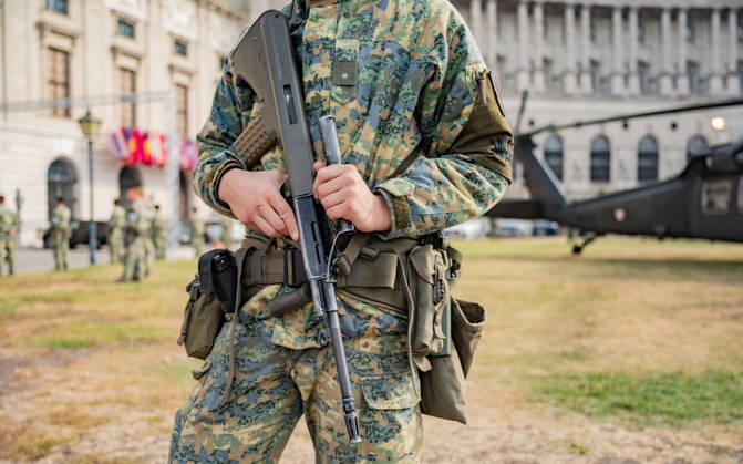 October 20, 2026 Press Conference on the Austrian Armed Forces Information and Demonstration Event on National Day 2026. Image shows a symbolic depiction of the Military Police in Vienna, Heldenplatz, Vienna, Austria