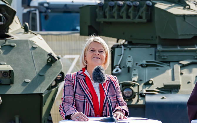 October 20, 2026 Press conference on the Austrian Armed Forces information and demonstration event on National Day 2026. The photo shows ÖVP Federal Minister of Defense Klaudia Tanner in Vienna at Heldenplatz, Vienna, Austria