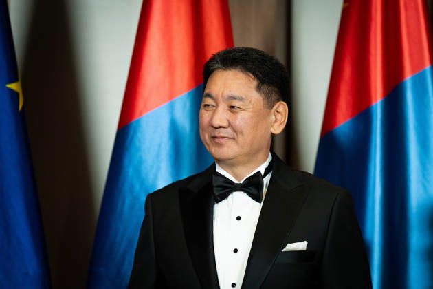 State banquet, President of Mongolia, Ukhnaa Khurelsukh, official residence at Spreebogen, Berlin, State banquet, Federal President Frank-Walter Steinmeier, President of Mongolia, Ukhnaa Khurelsukh, Berlin, Berlin, GER