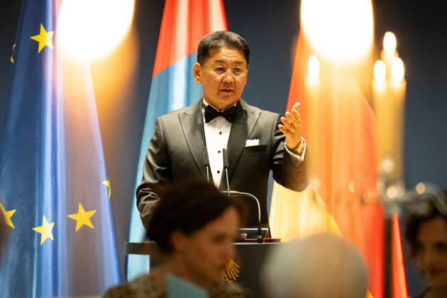 State banquet, President, Mongolia, Ukhnaa Khurelsukh s official residence at Spreebogen, Berlin, State banquet, Federal President Frank Walter Steinmeier, President, Mongolia, Ukhnaa Khurelsukh Berlin Berlin GER