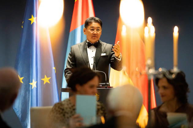 State banquet, President, Mongolia, Ukhnaa Khurelsukh s official residence at Spreebogen, Berlin, State banquet, Federal President Frank Walter Steinmeier, President, Mongolia, Ukhnaa Khurelsukh Berlin Berlin GER