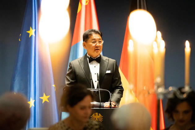 State banquet, President, Mongolia, Ukhnaa Khurelsukh s official residence at Spreebogen, Berlin, State banquet, Federal President Frank Walter Steinmeier, President, Mongolia, Ukhnaa Khurelsukh Berlin Berlin GER