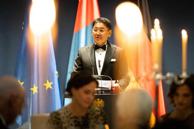 State banquet, President, Mongolia, Ukhnaa Khurelsukh s official residence at Spreebogen, Berlin, State banquet, Federal President Frank Walter Steinmeier, President, Mongolia, Ukhnaa Khurelsukh Berlin Berlin GER