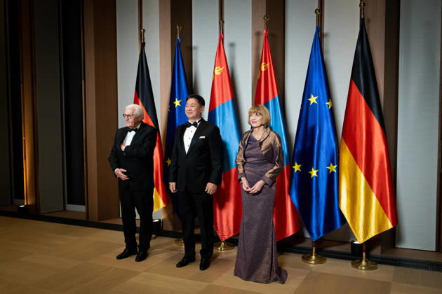 State banquet, President, Mongolia, Ukhnaa Khurelsukh s official residence at Spreebogen, Berlin, State banquet, Federal President Frank Walter Steinmeier, President, Mongolia, Ukhnaa Khurelsukh Berlin Berlin GER