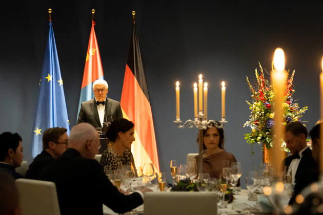 State banquet, President, Mongolia, Ukhnaa Khurelsukh s official residence at Spreebogen, Berlin, State banquet, Federal President Frank Walter Steinmeier, President, Mongolia, Ukhnaa Khurelsukh Berlin Berlin GER