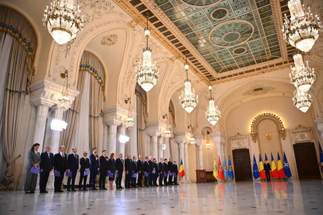 Romania s Parliament approves new Niculescu government BUCHAREST, ROMANIA - OCTOBER 20: Romania s new Prime Minister Luca Niculescu and other Romanian ministers pose for a family photo at the Presidential Palace, in Bucharest, Romania, 20 October 2026. Alex Nicodim Anadolu Bucharest Romania. Editorial use only. Please get in touch for any other usage.  Copyright: x2026xAnadoluxAlexxNicodimx