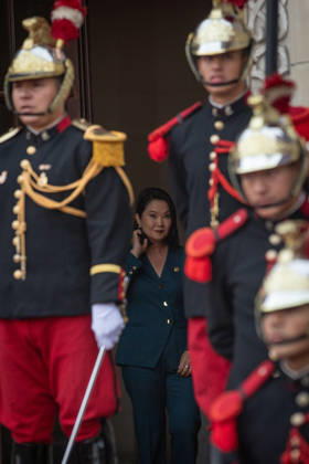 Keiko Fujimori - Daniel Noboa meeting in Peru LIMA, PERU - OCTOBER 20: Peruvian President Keiko Fujimori welcomes Ecuadorian President Daniel Noboa at the Government Palace in Lima, Peru on October 20, 2026. The leaders gathered for the 17th Binational Cabinet meeting between Peru and Ecuador. Jorge Cerdan Anadolu Lima Peru. Editorial use only. Please get in touch for any other usage.  Copyright: x2026xAnadoluxJorgexCerdanx
