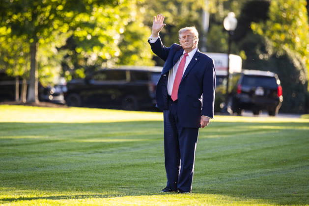 President Donald Trump departs the White House to campaign for Senate candidate Michael Whatley in North Carolina at the White House in Washington, DC on Tuesday, October 20, 2026.  WASP20261020144 JIMxLOxSCALZO