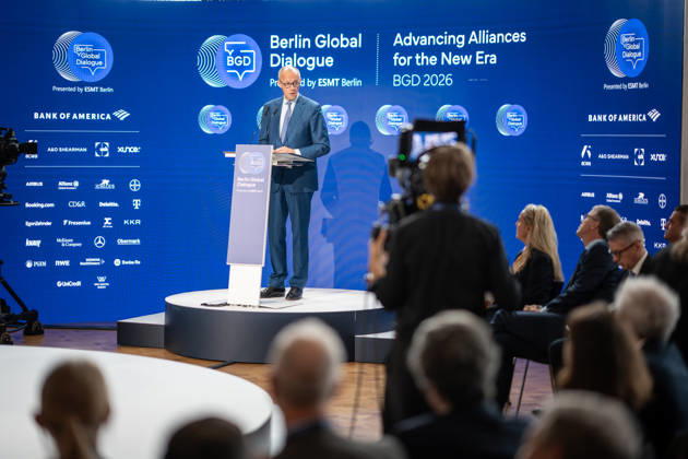 Chancellor Friedrich Merz will deliver a speech and then participate in a discussion at the BGD 2026 Berlin Global Dialogue 2026 (BGD 2026), themed Advancing Alliances for a New Era, in Berlin, Germany. ESMT