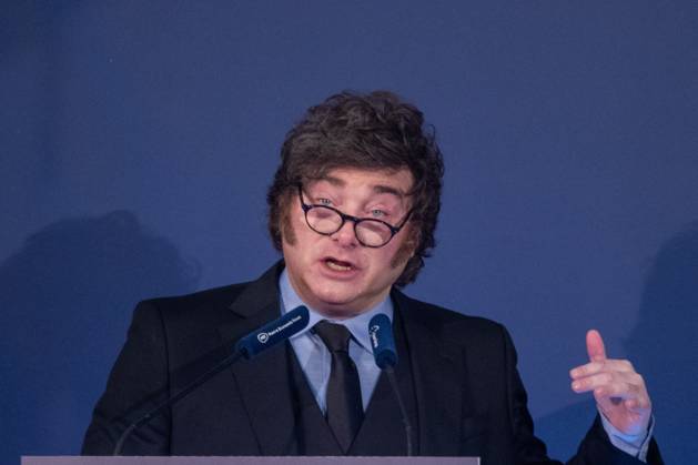 October 21, 2026, Madrid, Spain: Javier Milei, President of the Argentine Republic attends an informative breakfast organized by Nueva EconomoÂ­a FoÂ³rum in Madrid. Madrid Spain  - ZUMAs197 20261021_aaa_s197_001 Copyright: xDavidxCanalesx