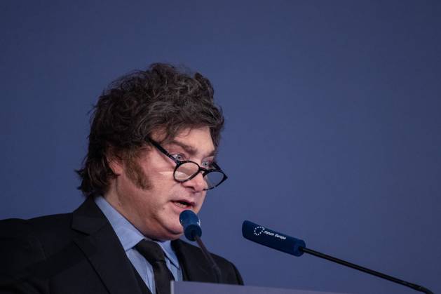 October 21, 2026, Madrid, Spain: Javier Milei, President of the Argentine Republic attends an informative breakfast organized by Nueva EconomoÂ­a FoÂ³rum in Madrid. Madrid Spain  - ZUMAs197 20261021_aaa_s197_005 Copyright: xDavidxCanalesx