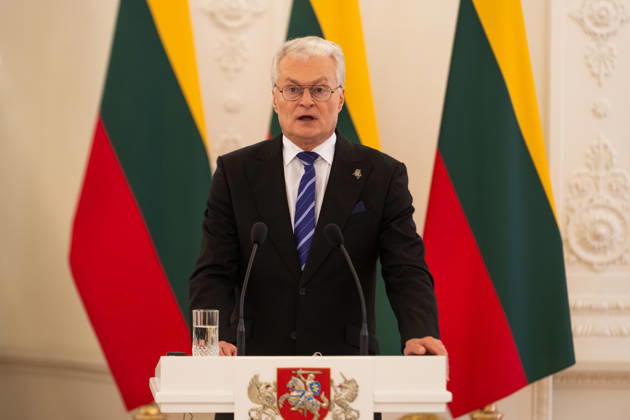 Lithuanian President Nauseda meets newly elected Estonian President Madise in Vilnius VILNIUS, LITHUANIA - OCTOBER 21: Lithuanian President Gitanas Nauseda delivers remarks during a joint press conference with newly elected Estonian President Ulle Madise (not seen) following their meeting in Vilnius, Lithuania, on October 21, 2026. The meeting focused on bilateral relations, regional security and defense, support for Ukraine, strategic infrastructure, and Lithuania s priorities for its presidency of the Council of the European Union in the first half of 2027. Yauhen Yerchak Anadolu Vilnius Lithuania. Editorial use only. Please get in touch for any other usage.  Copyright: x2026xAnadoluxYauhenxYerchakx