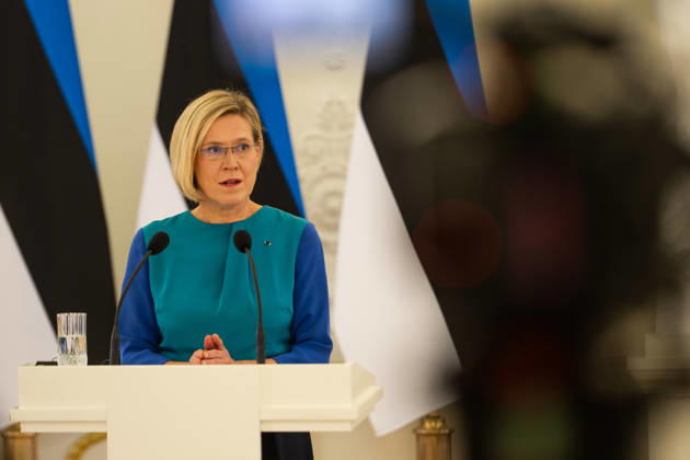 Lithuanian President Nauseda meets newly elected Estonian President Madise in Vilnius VILNIUS, LITHUANIA - OCTOBER 21: Newly elected Estonian President Ulle Madise delivers remarks during a joint press conference with Lithuanian President Gitanas Nauseda (not seen) following their meeting in Vilnius, Lithuania, on October 21, 2026. The meeting focused on bilateral relations, regional security and defense, support for Ukraine, strategic infrastructure, and Lithuania s priorities for its presidency of the Council of the European Union in the first half of 2027. Yauhen Yerchak Anadolu Vilnius Lithuania. Editorial use only. Please get in touch for any other usage.  Copyright: x2026xAnadoluxYauhenxYerchakx