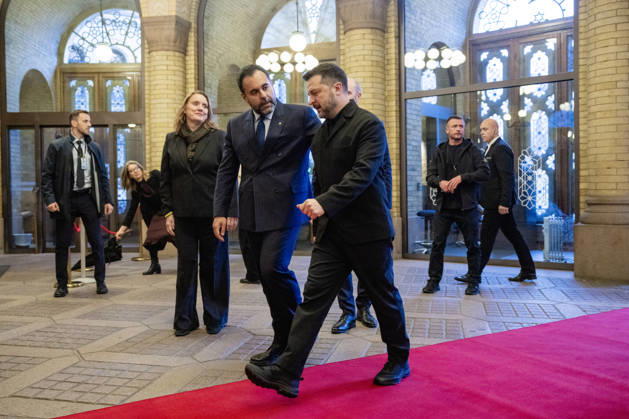 Zelenskyy Visits the Storting, Oslo, October 21, 2026. Storting President Masud Gharahkhani with Ukrainian President Volodymyr Zelenskyy at the Storting. Photo by Stian Lysberg Solum, POOL NTB, Oslo, Norway. ro DSP lnqA EDITORIAL USE ONLY Ref BNC POLro DSP lnqA jpg  Copyright: xStianxLysbergxSolumx xPOOLx xNTBx