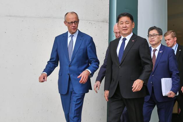 Berlin, Germany, October 21, 2026; Federal Chancellery: Reception for the President of Mongolia; Federal Chancellor Friedrich Merz (CDU) and Ukhnaa Khurelsukh Copyright: xdtsxNachrichtenagenturx dts_140164