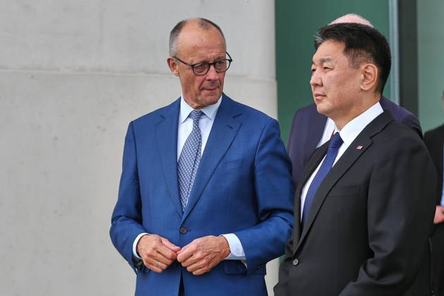 Berlin, Germany, October 21, 2026; Federal Chancellery: Reception for the President of Mongolia; Federal Chancellor Friedrich Merz (CDU) and Ukhnaa Khurelsukh Copyright: xdtsxNachrichtenagenturx dts_140165