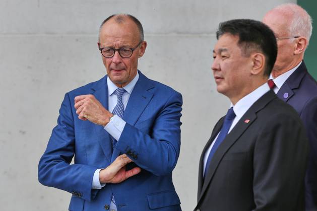 Berlin, Germany, October 21, 2026; Federal Chancellery: Reception for the President of Mongolia; Federal Chancellor Friedrich Merz (CDU) and Ukhnaa Khurelsukh Copyright: xdtsxNachrichtenagenturx dts_140188