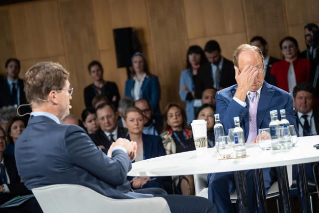 Larry Fink (Laurence Douglas Fink), CEO of BlackRock, speaks at the Berlin Global Dialogue in the former State Council building of the GDR. Berlin Global Dialogue 2026 (BGD 2026), theme: Advancing Alliances for a New Era, Berlin, Germany, ESMT