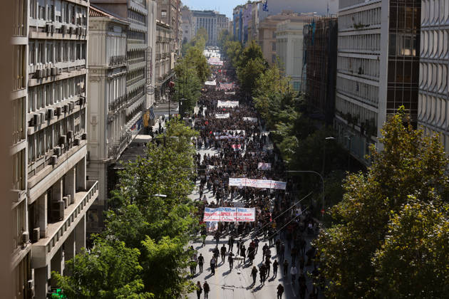 Students, teachers stage demonstration in Athens, Greece ATHENS, GREECE - OCTOBER 21: Students and teachers take part in a demonstration against the rising cost of living and demanding better working conditions and increased funding for public education in Athens, Greece, on October 21, 2026. Costas Baltas Anadolu Athens Greece. Editorial use only. Please get in touch for any other usage.  Copyright: x2026xAnadoluxCostasxBaltasx
