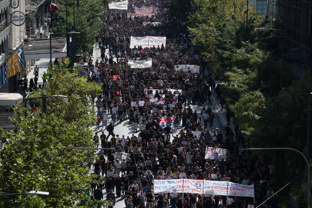 Students, teachers stage demonstration in Athens, Greece ATHENS, GREECE - OCTOBER 21: Students and teachers take part in a demonstration against the rising cost of living and demanding better working conditions and increased funding for public education in Athens, Greece, on October 21, 2026. Costas Baltas Anadolu Athens Greece. Editorial use only. Please get in touch for any other usage.  Copyright: x2026xAnadoluxCostasxBaltasx