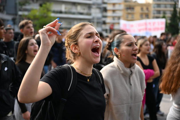 October 21, 2026, Thessaloniki, Greece: Students protest in Greece, calling for better education and government action to ease the burden of rising living costs. Thessaloniki Greece  - ZUMAp191 20261021_zap_p191_019 Copyright: xGiannisxPapanikosx