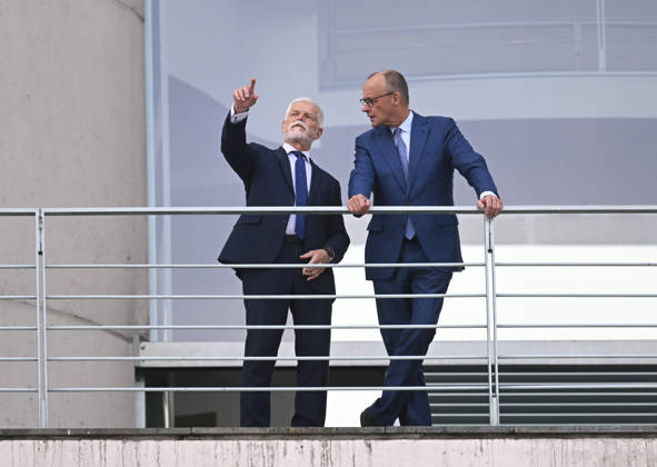President of the Czech Republic Petr Pavel in Berlin BERLIN, GERMANY - OCTOBER 21: German Chancellor Friedrich Merz meets with President of the Czech Republic Petr Pavel at the Chancellery during an official visit to Berlin, Germany on October 21, 2026. Halil Sagirkaya Anadolu Berlin Germany. Editorial use only. Please get in touch for any other usage.  Copyright: x2026xAnadoluxHalilxSagirkayax