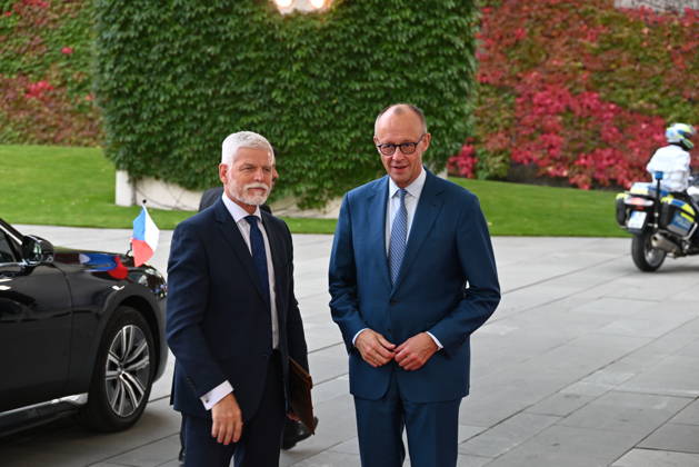 From right German Chancellor Friedrich Merz received Czech President Petr Pavel in Berlin. They are discussing Czech-German relations, as well as foreign and security policy issues in Berlin, Germany, October 21, 2026. (CTKxPhoto JaromirxMrhal) CTKPhotoP2026102106686  CTKPhotoP2026102106686